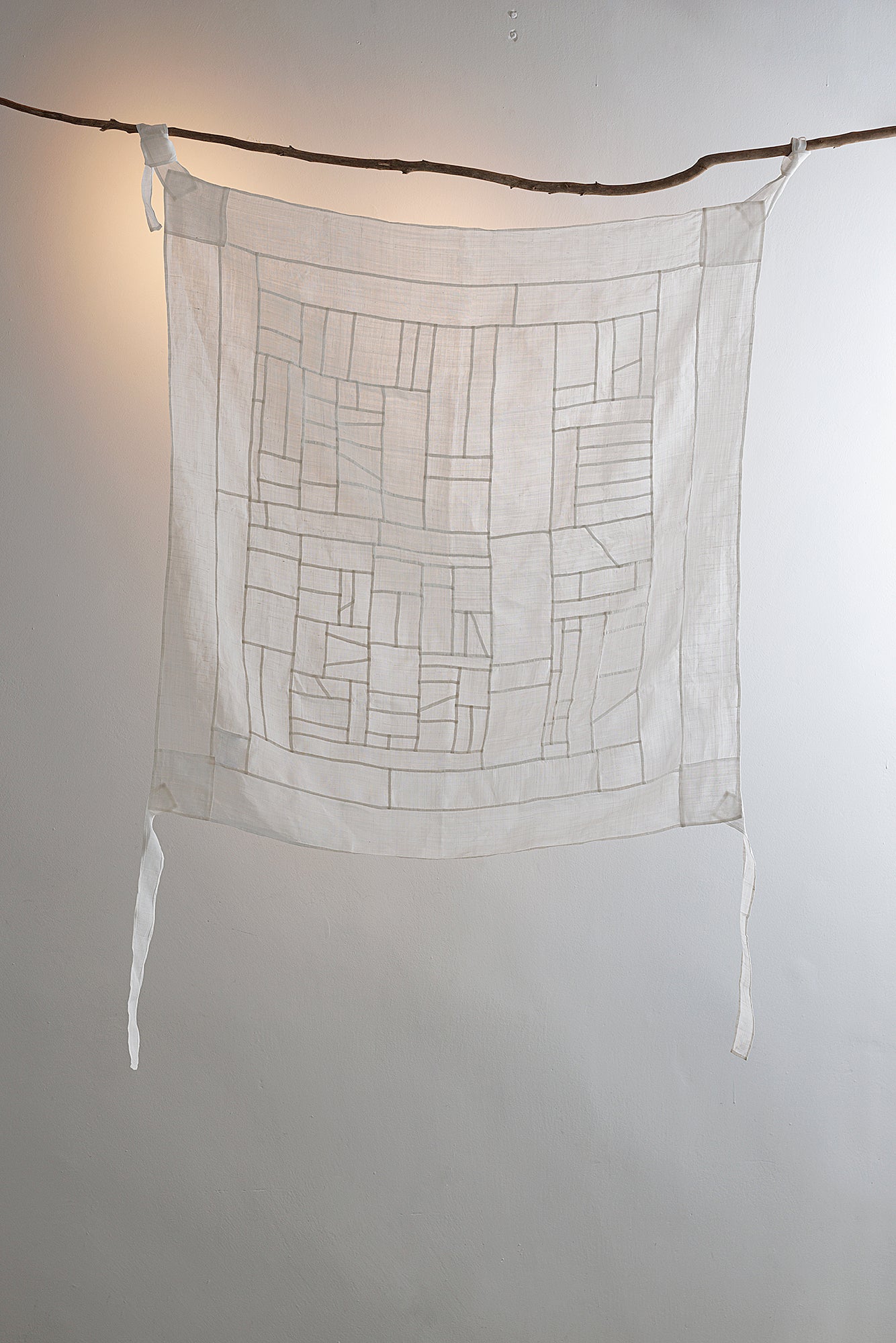 韓国 ポジャギ 手縫い 正方形 棒通しあり　100×100cm モシ 麻 ポシャギ 正方形 – Graines Blanche