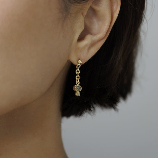 Le voyage  バイカラーサファイアとダイアモンドのチェーンピアス(両耳)